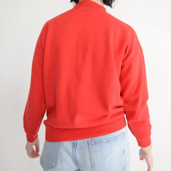Vintage Magnet Red with Flags on Chest Mockneck Sweater M - Picture 3 of 10